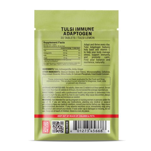 500mg Ashwagandha, Ginger, Amla, Tulsi Tablets - Tulsi Lemon - Thumbnail 8