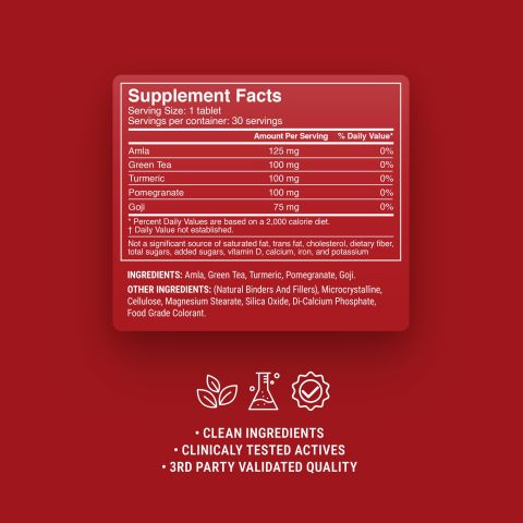 500mg Pomegratane, Green Tea, Turmeric, Amla, Goji Tablets - Cherry Green Tea - Thumbnail 9