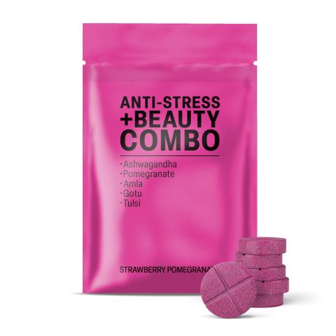 500mg Ashwagandha, Pomegranate, Amla, Gotu Kola, Tulsi Tablets - Strawberry Pomegranate - Thumbnail 2