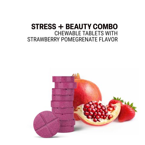 500mg Ashwagandha, Pomegranate, Amla, Gotu Kola, Tulsi Tablets - Strawberry Pomegranate - Thumbnail 4