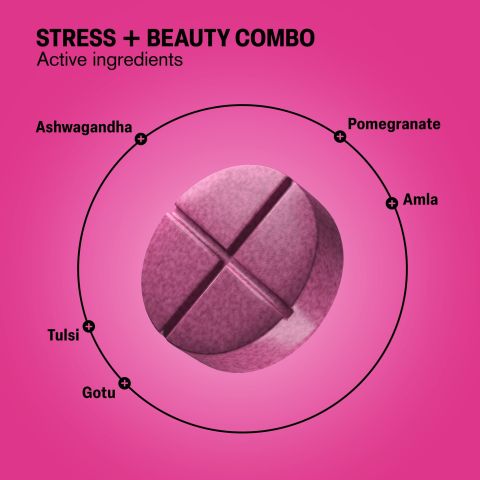 500mg Ashwagandha, Pomegranate, Amla, Gotu Kola, Tulsi Tablets - Strawberry Pomegranate - Thumbnail 5
