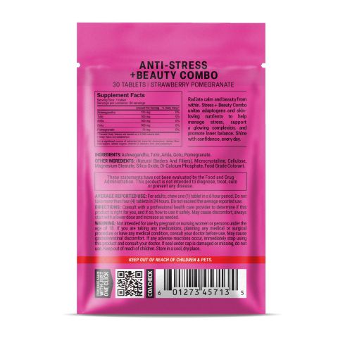 500mg Ashwagandha, Pomegranate, Amla, Gotu Kola, Tulsi Tablets - Strawberry Pomegranate - Thumbnail 8