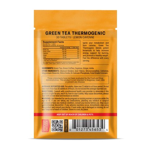 500mg Green Tea Thermogenic - Amla, Cayenne, Ginger, Green Coffee, Green Tea Tablets - Lemon Cayenne - Thumbnail 8