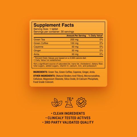 500mg Green Tea Thermogenic - Amla, Cayenne, Ginger, Green Coffee, Green Tea Tablets - Lemon Cayenne - Thumbnail 9
