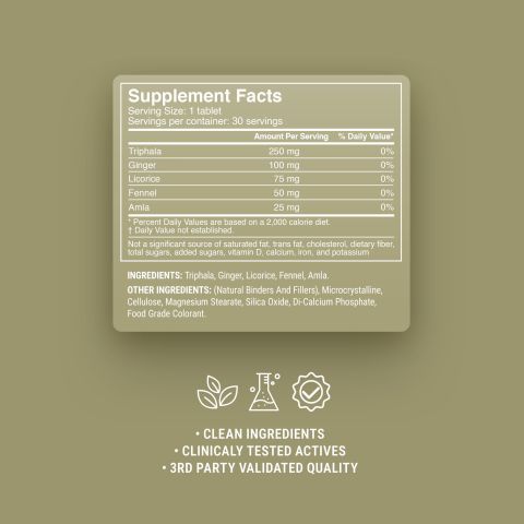500mg Licorice, Triphala, Fennel, Ginger, Amla Tablets - Cardamom Lemon - Thumbnail 9