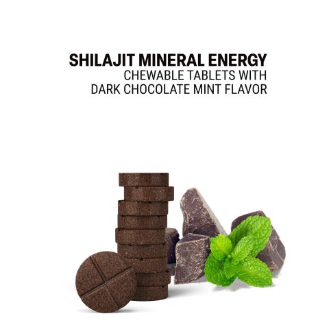 500mg Ashwagandha, Astragalus, Shilajit, Panax, Amla Tablets - Dark Chocolate Mint - Thumbnail 4