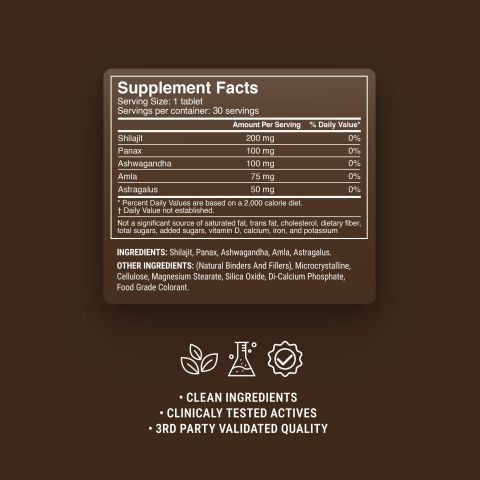 500mg Ashwagandha, Astragalus, Shilajit, Panax, Amla Tablets - Dark Chocolate Mint - Thumbnail 9