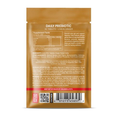 500mg Inulin/FOS, Triphala, Fennel, Ginger, Amla Tablets - Lemon Ginger - Thumbnail 8