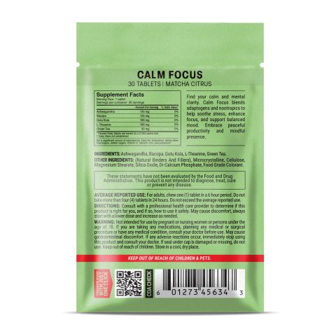 500mg Ashwagandha, L-Theanine, Green Tea, Gotu Kola, Bacopa Tablets - Matcha Citrus - Thumbnail 8