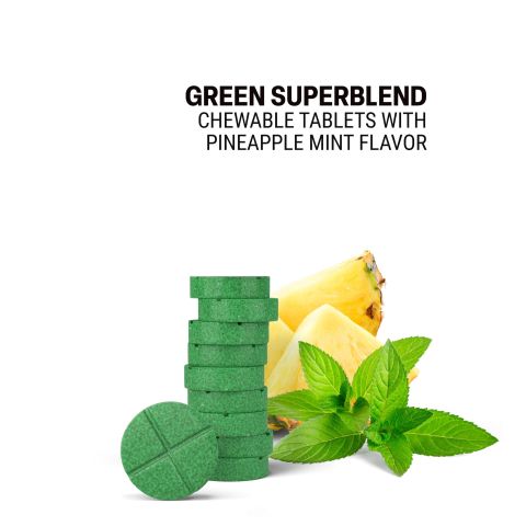 500mg Barley Grass, Wheatgrass, Chlorella, Spirulina, Moringa Tablets - Pineapple Mint - Thumbnail 4