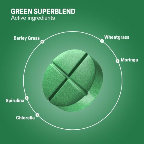 500mg Barley Grass, Wheatgrass, Chlorella, Spirulina, Moringa Tablets - Pineapple Mint - Thumbnail 5