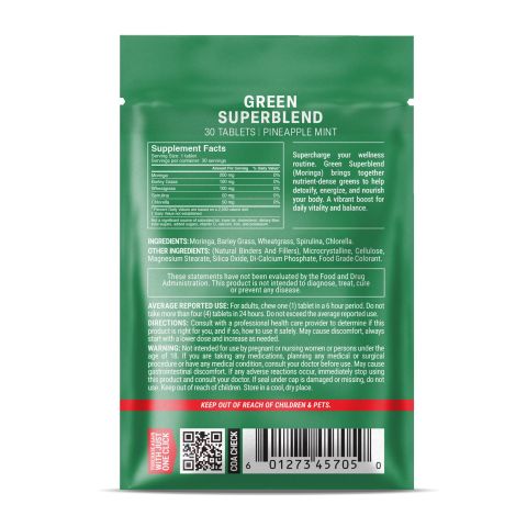 500mg Barley Grass, Wheatgrass, Chlorella, Spirulina, Moringa Tablets - Pineapple Mint - Thumbnail 8
