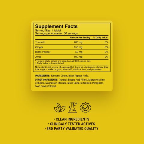 500mg Black Pepper, Turmeric, Ginger, Amla Tablets - Spiced Orange - Thumbnail 9