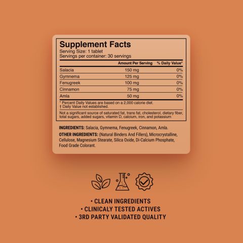 500mg Fenugreek, Gymnema, Cinnamon, Salacia, Amla Tablets - Chai Spice - Thumbnail 9