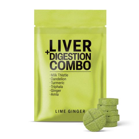 500mg Milk Thistle, Dandelion, Turmeric, Triphala, Ginger, Amla Tablets - Lime Ginger - Thumbnail 2