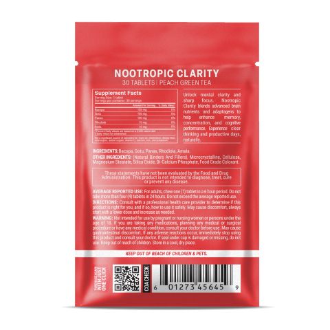 500mg Rhodiola, Bacopa, Panax, Amla, Gotu Tablets - Peach Green Tea - Thumbnail 8