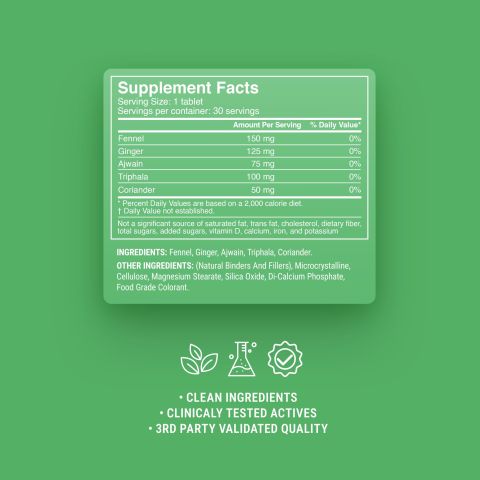 500mg Coriander, Triphala, Fennel, Ginger, Ajwain Tablets - Mint Fennel - Thumbnail 9