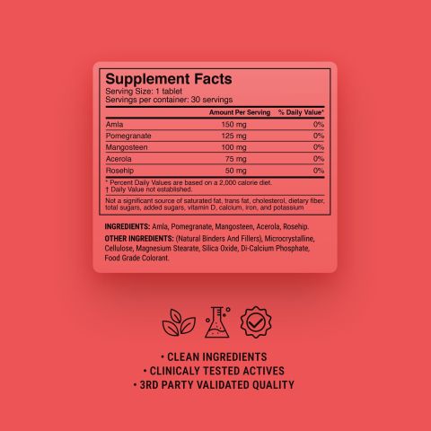 500mg Pomegratane, Shatavari, Turmeric, Gotu, Amla Tablets - Strawberry Rose - Thumbnail 9