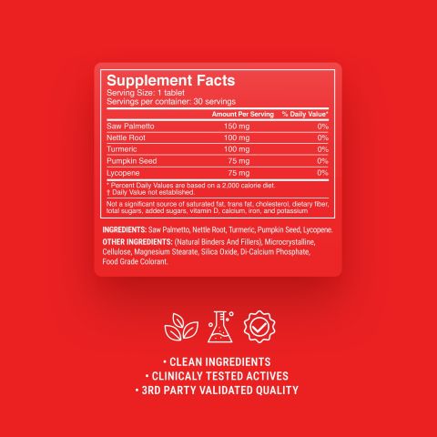 500mg Pumpkin Seed, Saw Palmetto, Nettle Root, Lycopene, Turmeric Tablets - Cranberry Orange - Thumbnail 9