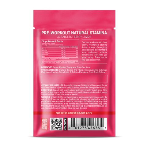 500mg Cordyceps, Green Tea, Rhodiola, Panax, Amla Tablets - Berry Lemon - Thumbnail 8