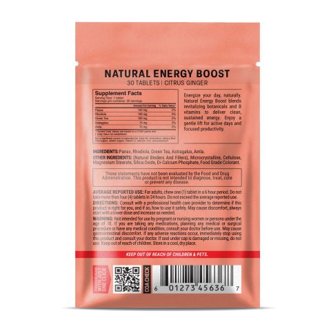 500mg Astragalus, Green Tea, Rhodiola, Panax, Amla Tablets - Citrus Ginger - Thumbnail 8