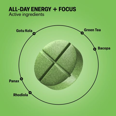 500mg Green Tea, Gotu Kola, Rhodiola, Bacopa, Panax Tablets - Green Apple Matcha - Thumbnail 5